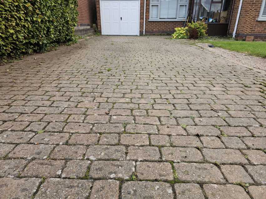 driveway before pressure washing